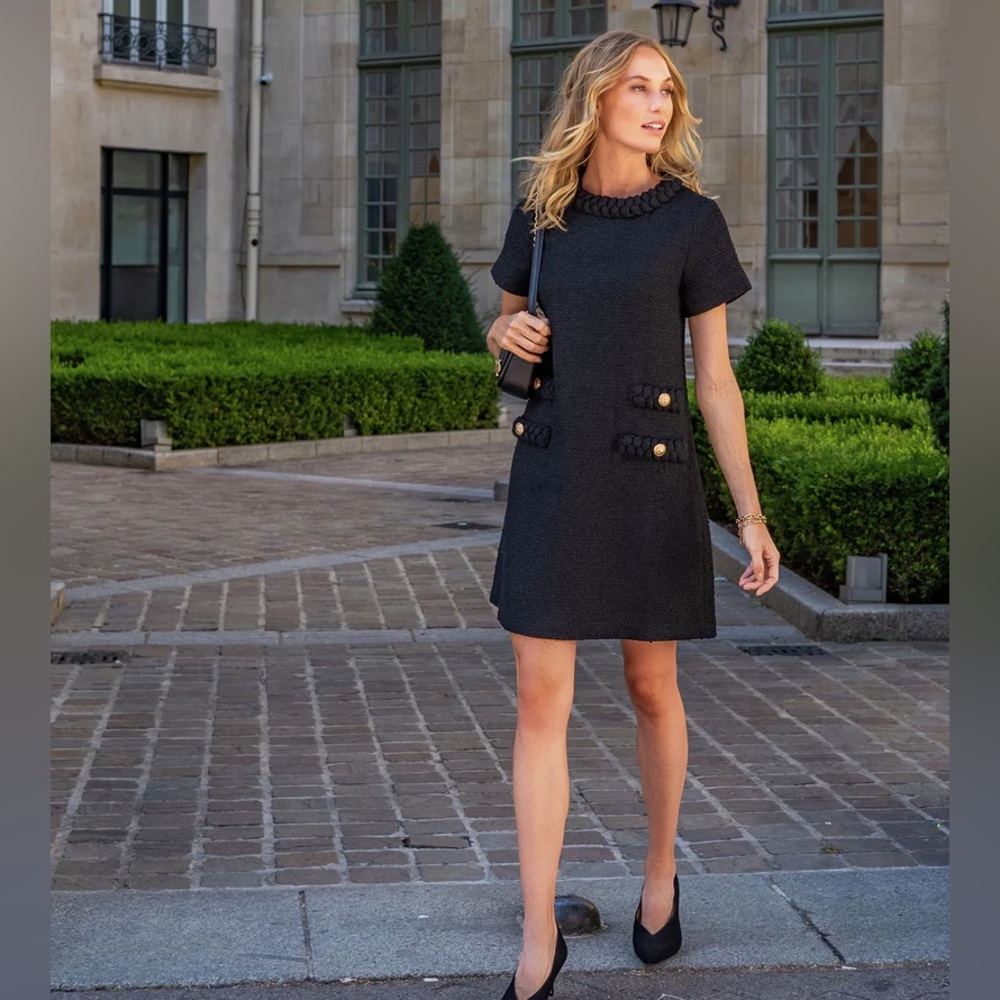 TUCKERNUCK Black Tweed Jackie Dress Small